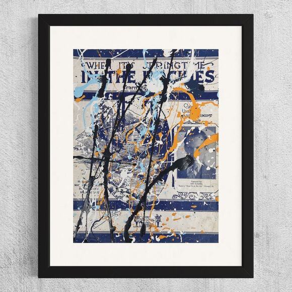 Original Abstract Art Painting Springtime in the Rockies on Antique Sheet Music